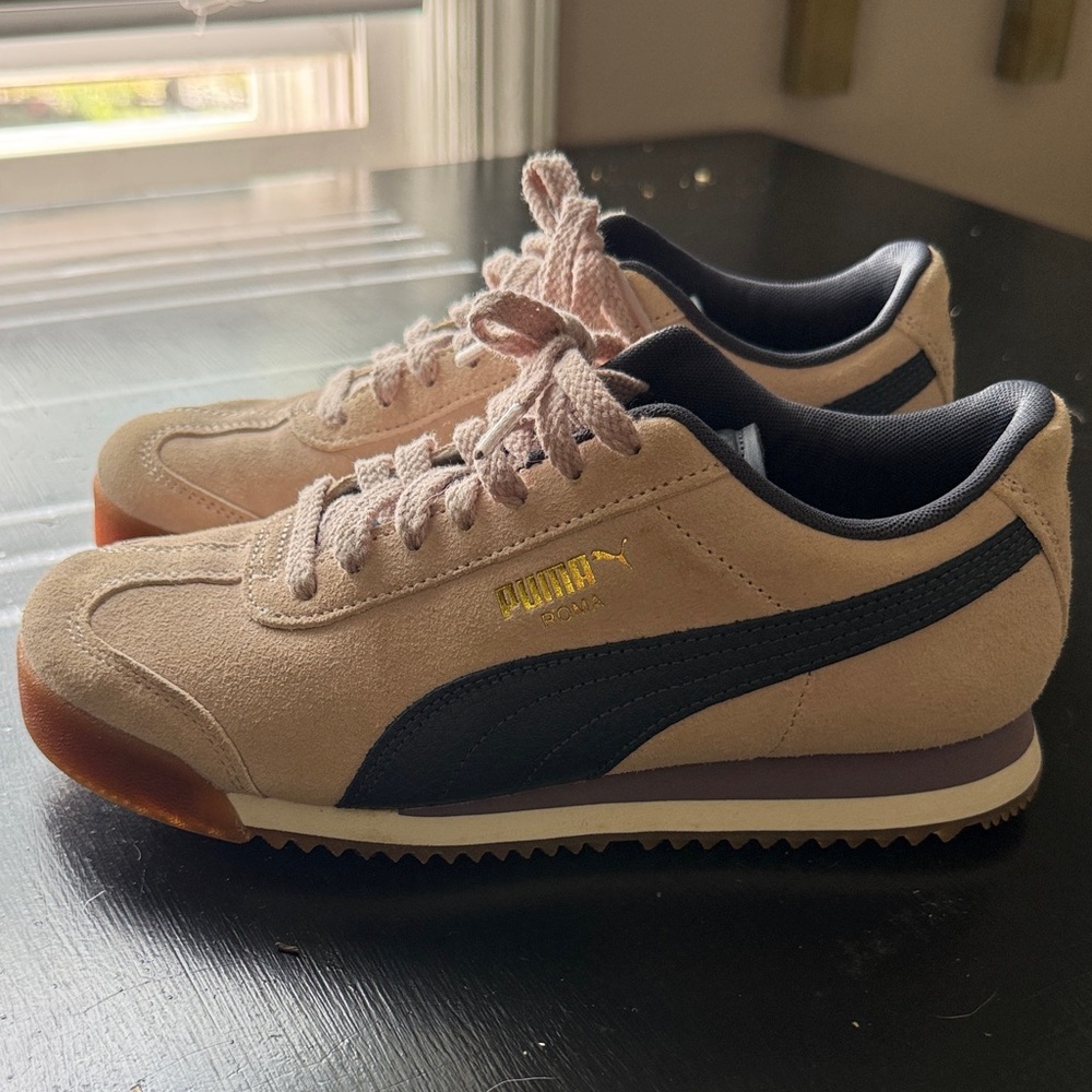 Puma Pink and Navy Blue Suede Sneakers